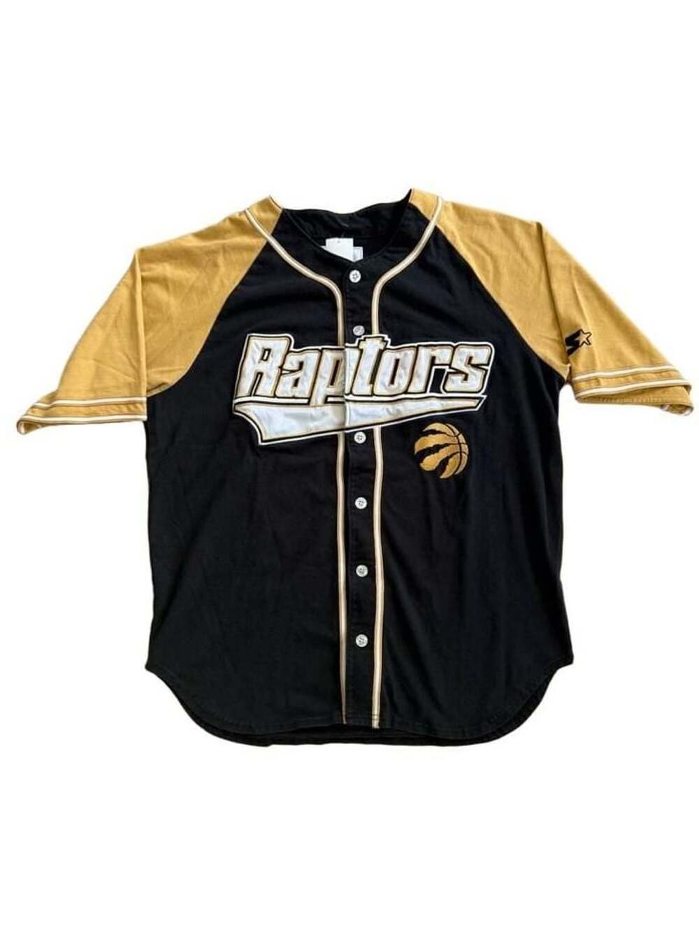 Starter Toronto Raptors Baseball Jersey Black Gold